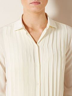 Lauren by Ralph Lauren Long sleeve silk tuxedo shirt Cream   