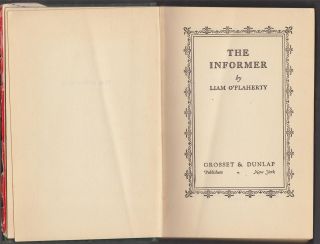 1925 THE INFORMER   LIAM OFLAHERTY 1ST/FIRST EDITION IRISH GANGSTERS