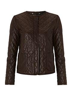 Weekend MaxMara Moritz quilted leather jacket with front pockets Brown