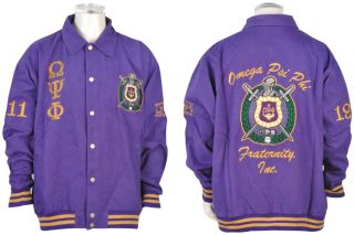 Omega PSI PHI 3 Letter Fraternity Mens Letterman Twill Jacket