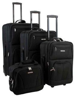 Rockland Deluxe Expandable 4 Piece Luggage Set Black