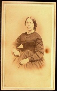 Photo Young Woman Dark Hoop Dress Marsh & Lewis Canandaigua NY 1860s