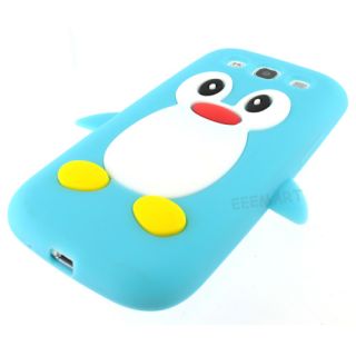 Light Blue Cute Penguin Silicone Soft Case Cover Skin Samsung Galaxy S