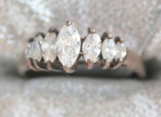 Lind 80s Art Moderne Crystal Rhinestone Sterling Ring