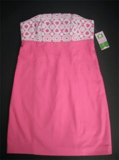 Lilly Pulitzer Bowen Pink Strapless Dress 0 2 8 10