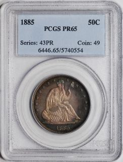 1885 US Seated Liberty Silver Half Dollar Proof 50c PCGS PR65