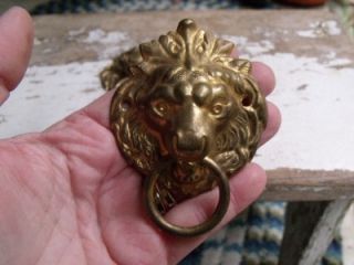 Gorgeous Antique Brass Lion Drawer Pulls