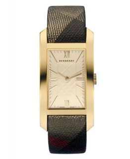 Burberry Watch, Womens Swiss Shimmer Check Leather Strap 18mm BU1117