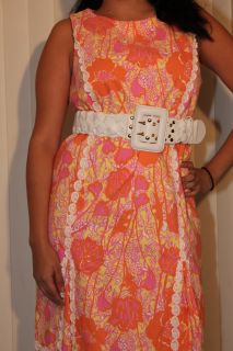 Lilly Pulitzer $278 Orange Floral Dress Sz 12