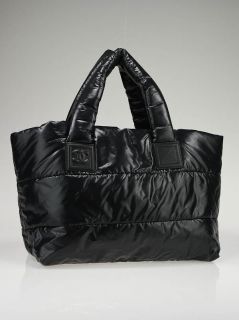 Chanel Black Burgundy Nylon Reversible Coco Cocoon Small Tote Bag