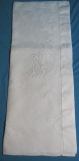 Beautiful Large 1915s Linen Damask Towel Arts and Crafts Embroidered