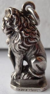 Sterling Silver 3D Firenze Italy Lion Charm Pendant Heavy RARE