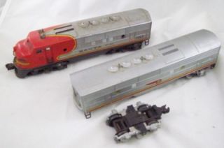 Lionel Train Locomotive 2333 20 Car Heavy Santa FE for Repair or Parts
