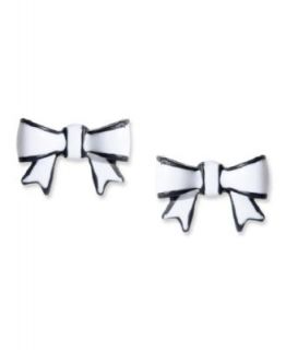 Juicy Couture Earrings, Silver Tone Pave Crystal Bow Stud Earrings