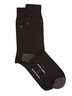 Peter Werth 2pk Mercerised cotton socks Black   