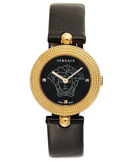 Versace Watch, Womens Swiss Eon Soiree Black Patent Leather Strap