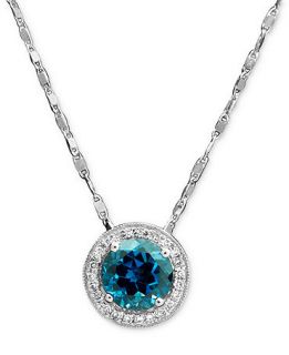 Blue Topaz (1 5/8 ct. t.w.) and Diamond (1/10 ct. t.w.) Drop Necklace