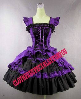 Victorian Gothic Lolita Cotton Purple Dress Ball Gown M
