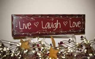 Red Live Laugh Love Wood Block Sign Country Rustic Home Decor