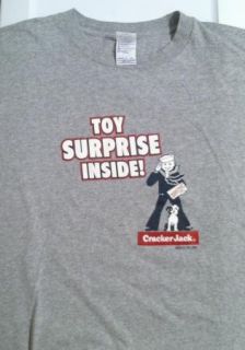 Vintage Cracker Jack Toy Inside Shirt Gray Large Very Funny