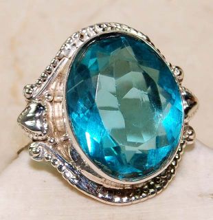 10ct London Blue Topaz 925 Solid Sterling Silver Ring Sz 7 75
