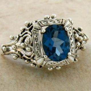 Ct London Blue Topaz 925 Sterling Silver Filigree Ring Sz 7 144