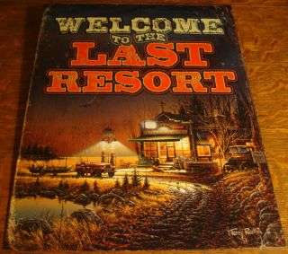 New Terry Redlin Artwork Rustic Log Cabin Resort Lodge Home Decor Sign