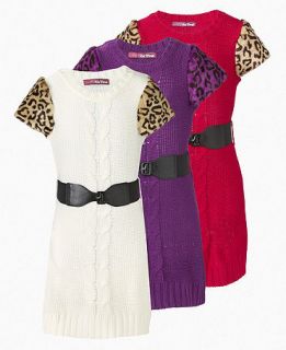 , Girls Animal Print Accent Sweater Dress   Kids Girls 7 16