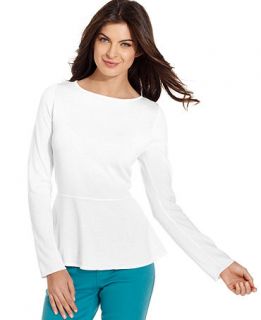 Jones New York Top, Long Sleeve Peplum   Womens Sweaters