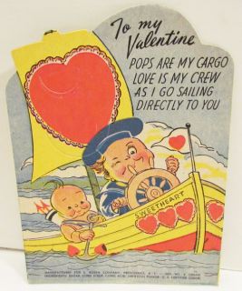 Rosen Valentine Lollipop Holder Card Cupid Boy Boat