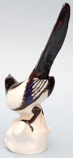 Lomonosov Figurine Magpie Long Tail Croaking measures 9 1/2 H x 3 W