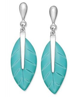Sterling Silver Earrings, Turquoise Leaf Drop Earrings (9 19mm)