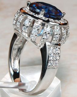 London Blue Topaz,White Topaz & 925 SOLID STERLING SILVER ring ,size