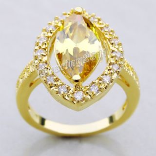 Brand Jewellery Antique Women 18K Yellow Gold Filled 10ct Topaz Ring