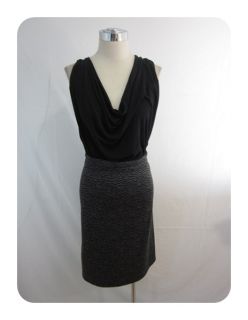 New Love ady Black Charcoal Drape Neck Knit Sheath Dress 2X $88