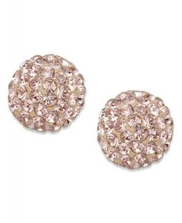 Swarovski Earrings, 22k Gold Plated Rose Crystal Ball Stud Earrings