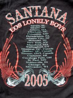 EXCELLENT CARLOS SANTANA + LOS LONELY BOYS 2005 Music Concert T Shirt