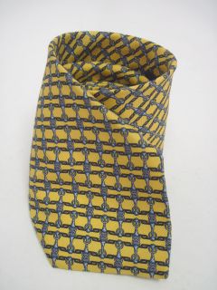 Luciano Firenze Yellow Blue Print Silk Neck Tie