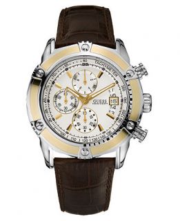 GUESS Watch, Mens Chronograph Brown Leather Strap 47mm U16518G1   All