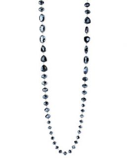 Kenneth Cole New York Necklace, Silver Tone Navy Geometric Bead Long