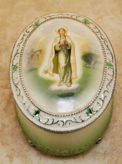Vtg Catholic Our Lady of Fatima Mary Music Rosary Box
