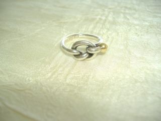 Tiffany Co Sterling Silver 18K Love Knot Ring Size 4