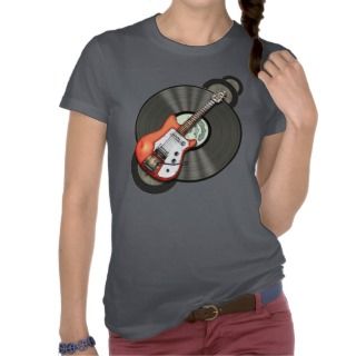 Vintage Electric Guitar and Vinyl Record T Shirts