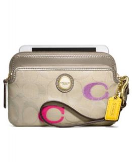 COACH POPPY EMBROIDERED SIGNATURE DOUBLE ZIP WRISTLET