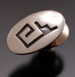 Hopi Overlay Style Water Symbol Silver Tie Tack by Em Teller