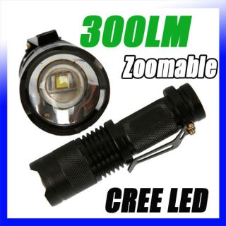 300 LM Lumens Zoomable CREE Q5 LED Flashlight Torch