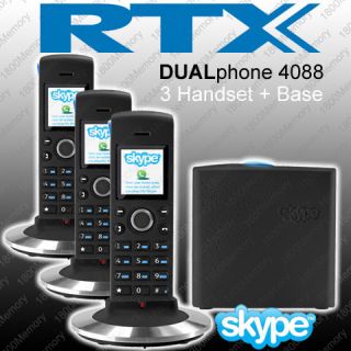 RTX Dualphone 4088 Skype VoIP Cordless DECT Trio Phone 3X 4088H