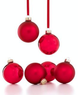 Martha Stewart Collection Christmas Ornaments, Set of 6 Red Balls