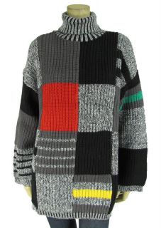 New Clifford & Wills Color Block Turtleneck M/L Knit Sweater Red Black