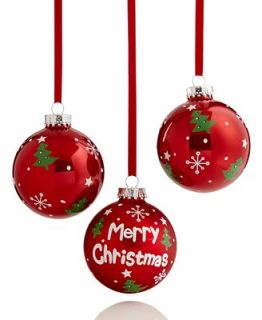 Kurt Adler Christmas Ornaments, Set of 3 Merry Christmas
